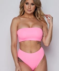 * Tube Top Bikini Set In Neon Candy Pink What's New