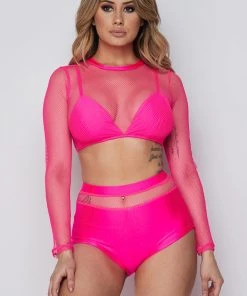* Fishnet Set In Neon Pink What's New
