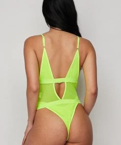 * Mesh Bodysuit In Neon Lime What's New