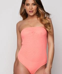 * What's New Mesh Bodysuit In Neon Coral