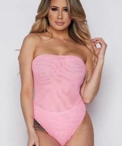 * Mesh Bodysuit In Candy Pink What's New