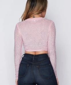 * What's New Rhinestone Crop Top In Pink