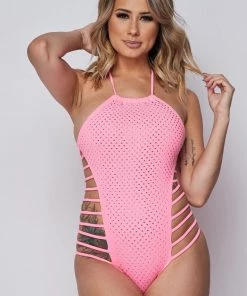 * What's New Rhinestone Swimsuit In Neon Candy Pink