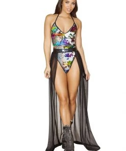 Roma What's New Mesh Open Front Skirt In Black