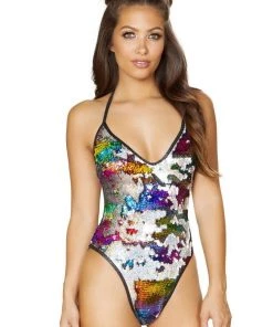 Roma What's New Rainbow Flip Sequin Body Suit