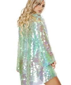 Roma Sequin Robe In Iridescent Mint