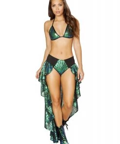 Roma What's New Sequin Shorts With Attached Open Front Skirt In Green