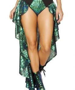 Roma What's New Sequin Shorts With Attached Open Front Skirt In Green