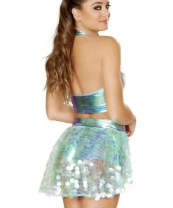 Roma What's New Open Front Skirt In Iridescent Mint