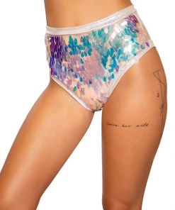 * High Waist Sequin Short In Baby Pink