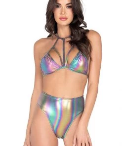 Roma What's New Strappy Halter Top In Oil Slick