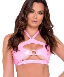 Roma Baby Pink Vinyl Bikini Top