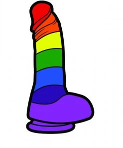 Wood Rocket What's New Rainbow Dildo Enamel Pin