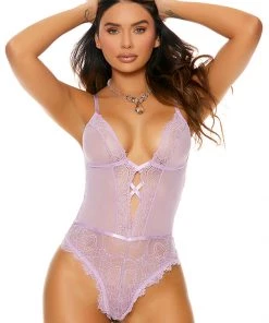 Elegant Moments Lavender Lace Teddy