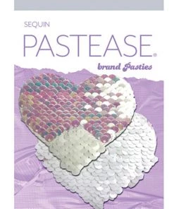 Pastease Brand Pasties Color Changing Flip Sequins Heart In White