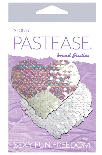 Pastease Brand Pasties Color Changing Flip Sequins Heart In White 1 Pastease Brand Pasties Color Changing Flip Sequins Heart In White