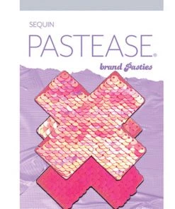 Pastease Brand Pasties What's New Color Changing Flip Sequins Cross In Pink