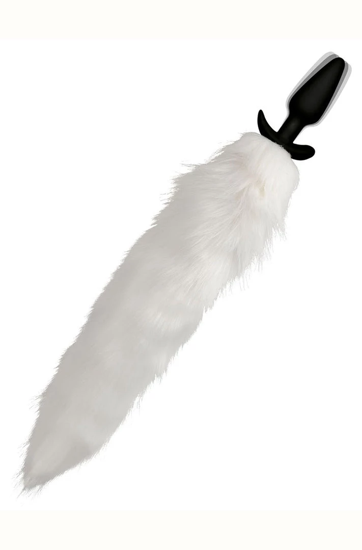 XR Brands Vibrating White Fox Tail Butt Plug 6 XR Brands Vibrating White Fox Tail Butt Plug
