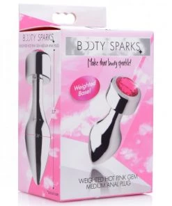 Booty Sparks What's New Weighted Medium Hot Pink Gem Anal Plug