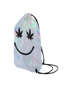 The White Unicorn Weed Happy Face Drawstring Bag What's New