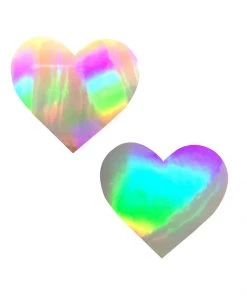 Neva Nude Care Bare Stare Holographic I Heart U Pasties
