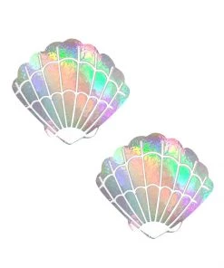 Neva Nude What's New Care Bare Stare Holographic Mermaid Shell Pasties