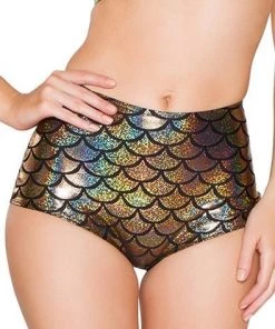 J Valentine High Waisted Mermaid Shorts In Gold Bottoms