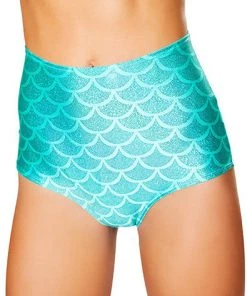 J Valentine Bottoms High Waisted Mermaid Shorts In Turq