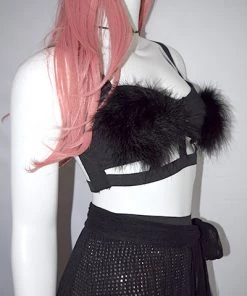 * Pom Pom Bra Top In Black