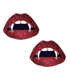 Neva Nude Vampire Fang Red Glitter Lip Pasties