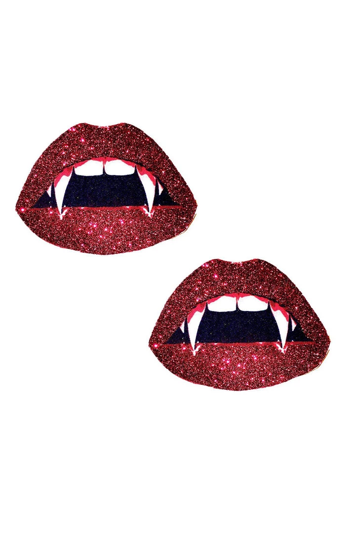 Neva Nude Vampire Fang Red Glitter Lip Pasties 1 Neva Nude Vampire Fang Red Glitter Lip Pasties