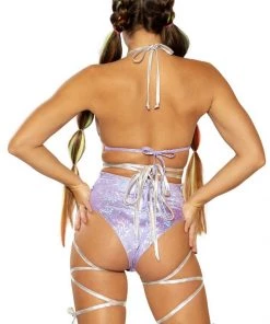 J Valentine Lace Up Shorts In Lavender