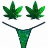 Neva Nude Ariel Green Flip Sequin Weed Pastie And G-String Set