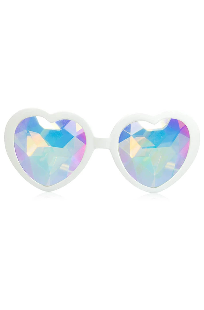 GloFx Heart Shaped Kaleidoscope Glasses In White 1 GloFx Heart Shaped Kaleidoscope Glasses In White