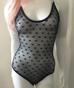 * Star Mesh Bodysuit In Black
