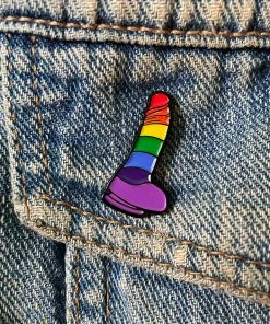 Wood Rocket What's New Rainbow Dildo Enamel Pin