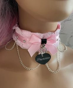 Mystic Treasure Pink Lace BDSM Collar