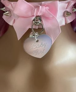 Mystic Treasure What's New Pink Bows And Spikes BDSM Collar