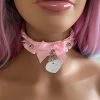Mystic Treasure What's New Pink Bows And Spikes BDSM Collar