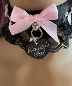 Mystic Treasure What's New Pink And Black Lace BDSM Collar