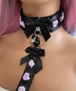 Mystic Treasure 5 Piece Black Ribbon BDSM Collar And Leash Set What's New