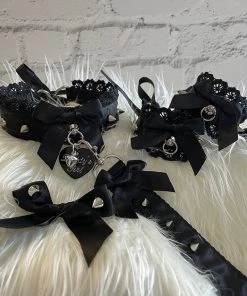 Mystic Treasure 5 Piece Black Crochet BDSM Collar And Leash Set