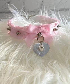 Mystic Treasure What's New Pink Bows And Spikes BDSM Collar