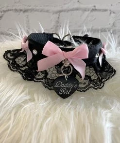 Mystic Treasure What's New Pink And Black Lace BDSM Collar