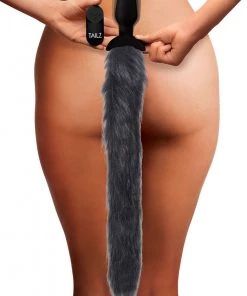 XR Brands What's New Vibrating Grey Fox Tail Butt Plug