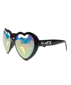 GloFx Heart Shaped Kaleidoscope Glasses In Black
