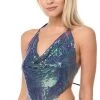 * What's New Metal Halter Top In Rainbow Blue