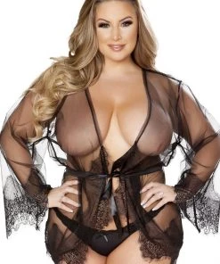 Roma What's New Sheer Robe In Black