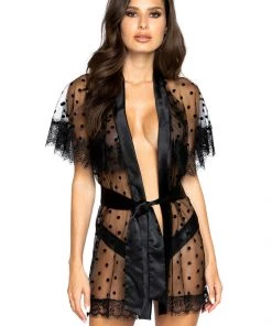 * What's New Polka Dot Robe In Black