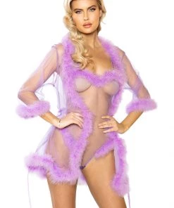 * What's New Sheer Marabou Robe